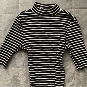 Zara Mid-Sleeve Mock-Neck, Striped Top